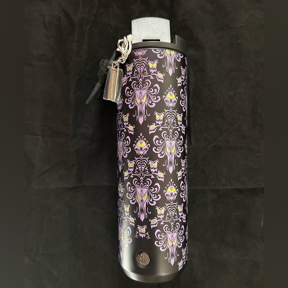 Disney Parks Haunted Mansion Starbucks Travel Tumbler with Bat accessory NWT - Picture 2 of 12